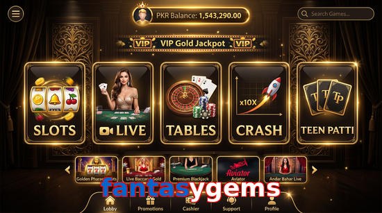 Main screen of Fantasygems casino page for PK players
