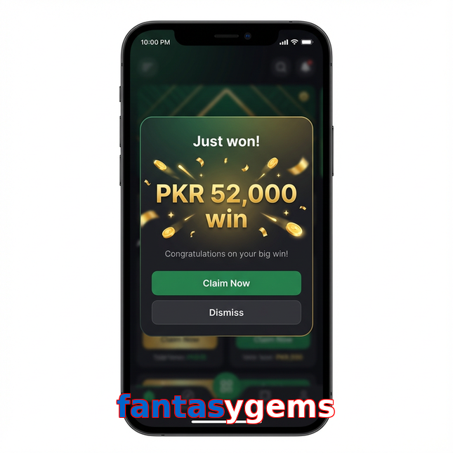 Main screen of Fantasygems win page for PK players